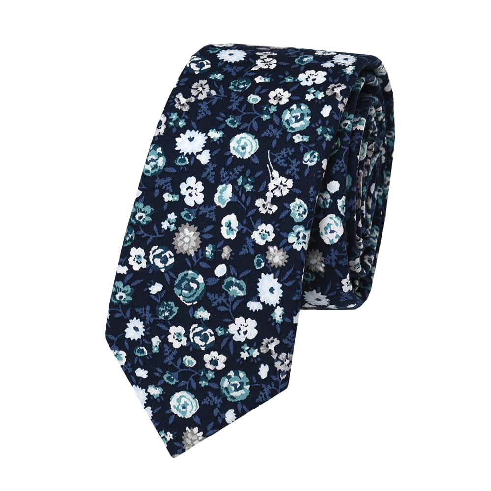 46 Navy Mink Floral Silk Tie 46 Navy Mink Floral Silk Tie