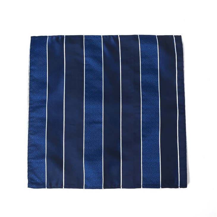 ​YILI Luxury Silk Pocket Square - Navy Blue With White Stripes For Formal Men's Accessories​​