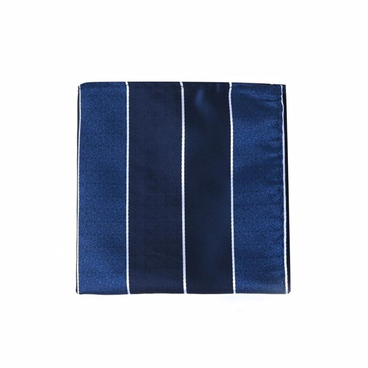​YILI Luxury Silk Pocket Square - Navy Blue With White Stripes For Formal Men's Accessories​​ factory
