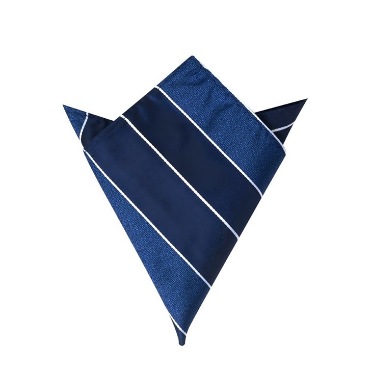 ​YILI Luxury Silk Pocket Square - Navy Blue With White Stripes For Formal Men's Accessories​​ suppliers