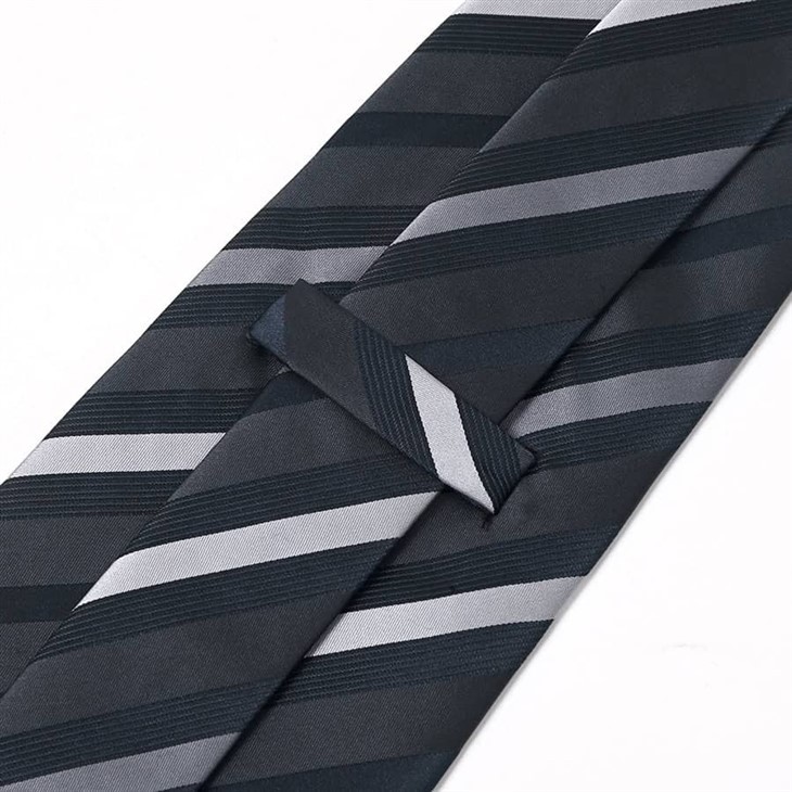 Black Grey Striped Tie