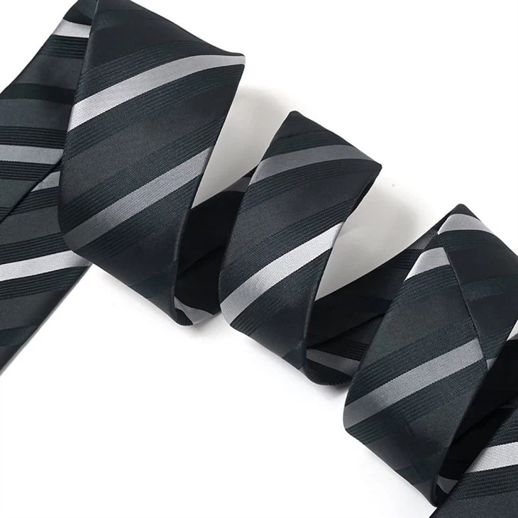 Black Grey Striped Tie