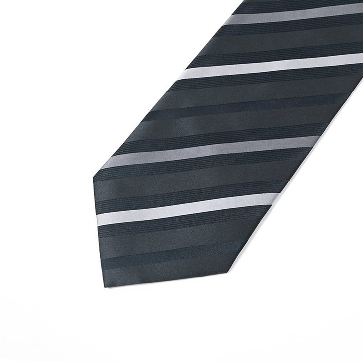 Black Grey Striped Tie