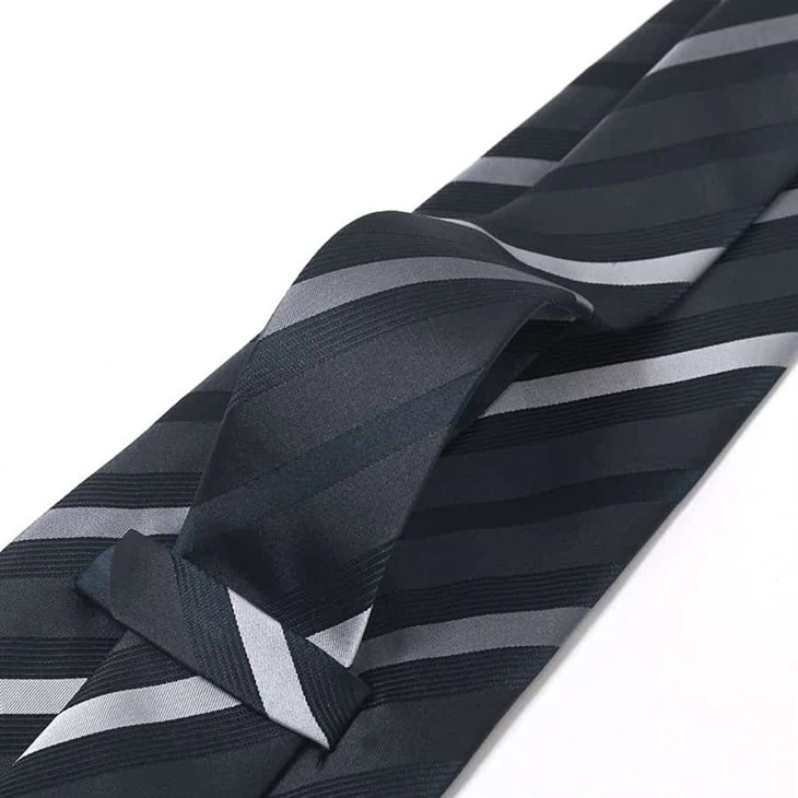 Black Grey Striped Tie