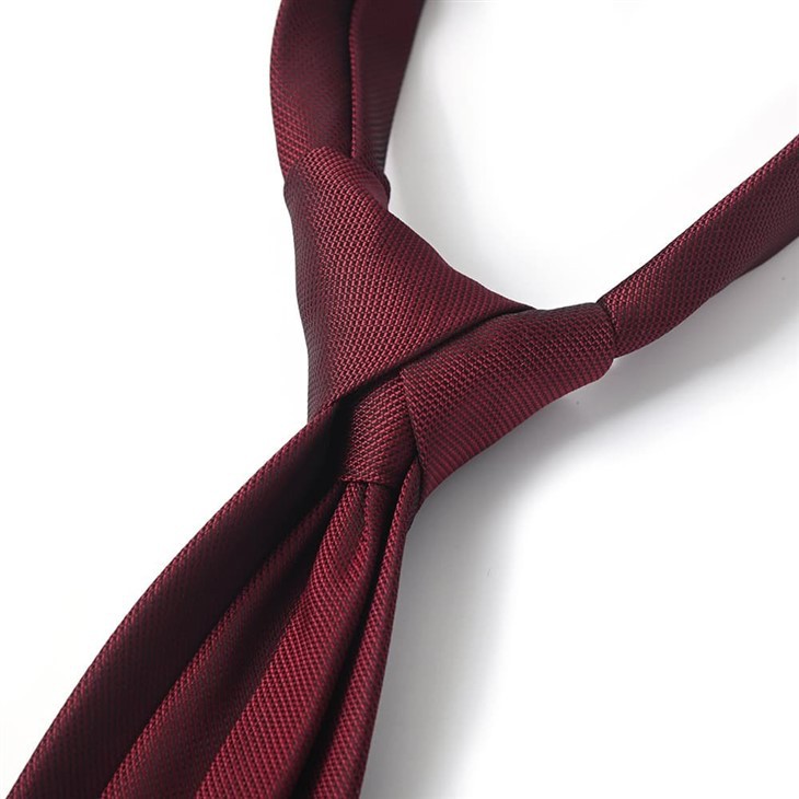 Deep Crimson Diagonal Weave Tie Luxury Jacquard Polyester Necktie