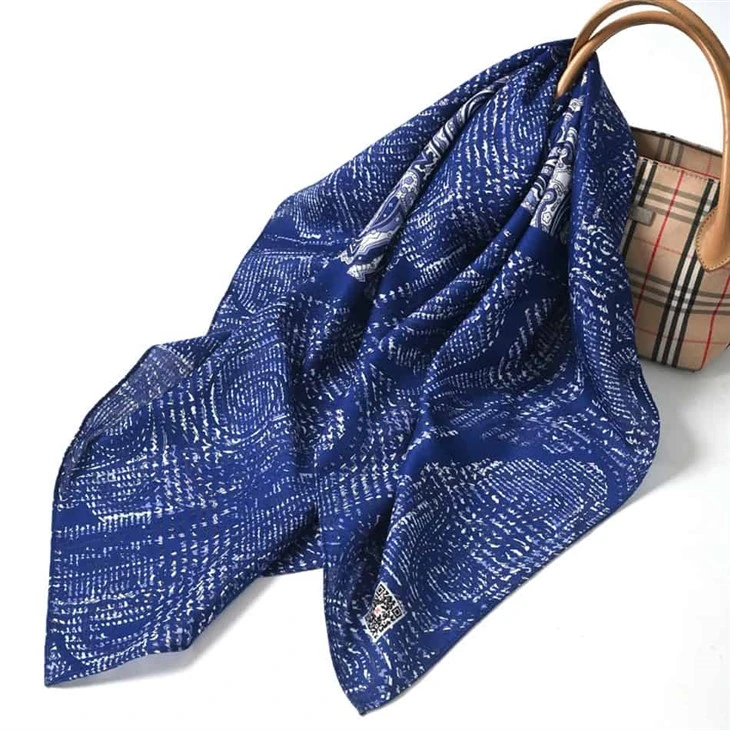 Double-Sided Digital Printed Women’s Bandanna – Blue Abstract Geometric Design | Balinese Voile Scarf