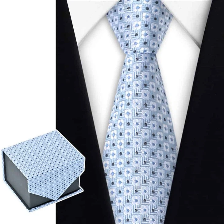 YiLi Light Blue Polka Dot Men's Tie - Gift Box
