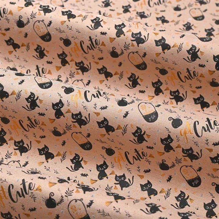 Halloween Magic Black Cat Tie Fabric