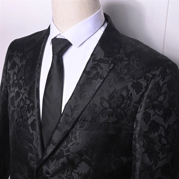 Men's Black Floral Jacquard Blazer - Luxe Formal Tonal Suit Jacket - F141 best