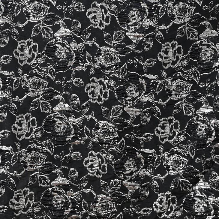 YiLi Black Rose Jacquard Fabric With Metallic Thread