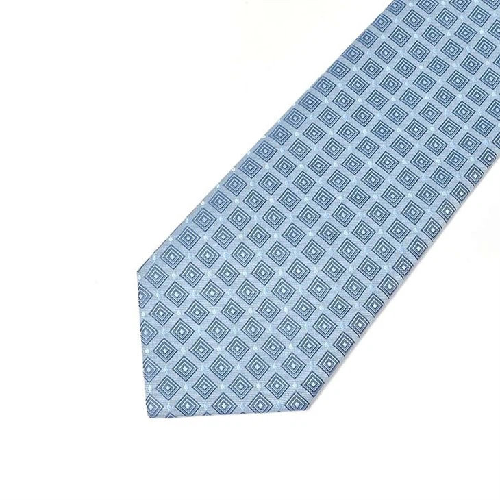 YiLi Custom Blue Grid Typography Geometric Men's Necktie