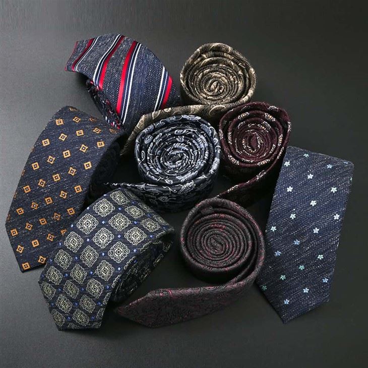 YiLi Navy Blue Linen Tie - Custom Handmade For Men