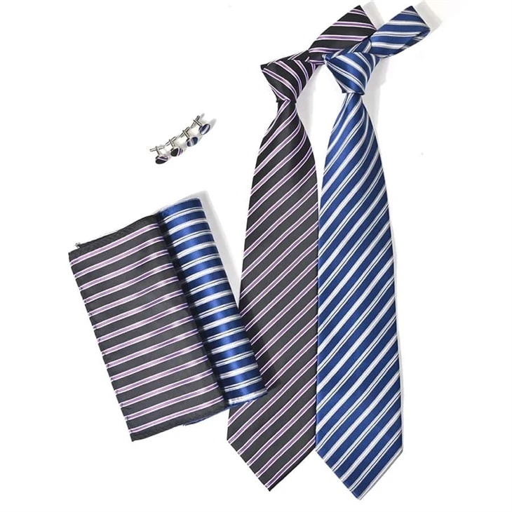 YiLi Purple Striped Tie Set Four-Piece Custom Gift Box