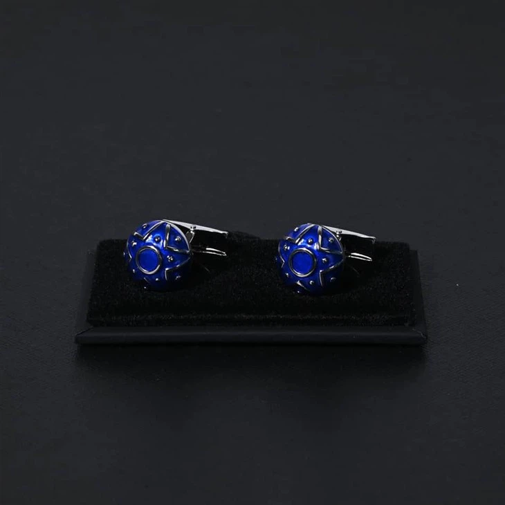 YiLi Silver Blue Planet Cufflinks For Business And Weddings