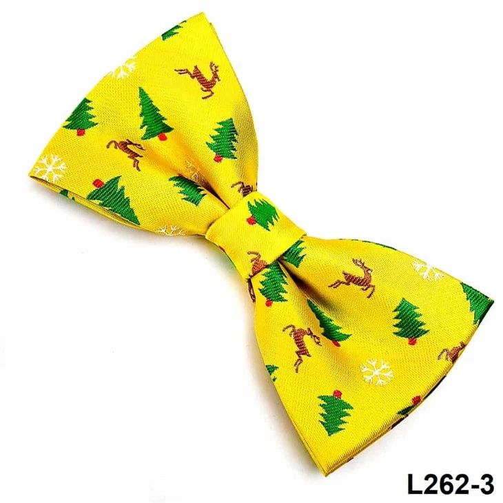 Elegant Snowflakes Christmas Tree Reindeer Bowtie - Festive Holiday Neckwear